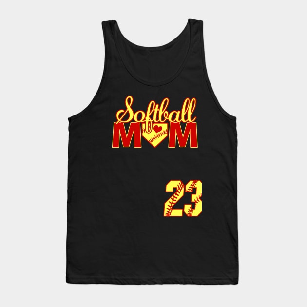 Softball Mom #23 Softball Jersey Favorite Player Biggest Fan Heart Tank Top by TeeCreations